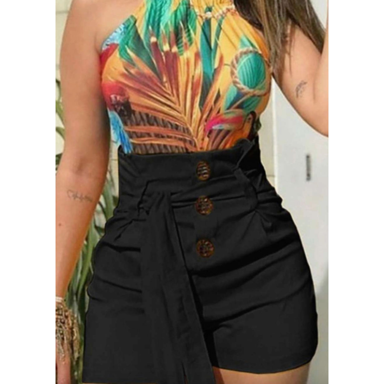 Black Belted High Waisted Shorts