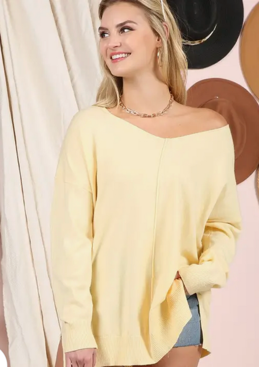 Canary Yellow Soft Loose Fit Tunic Sweater