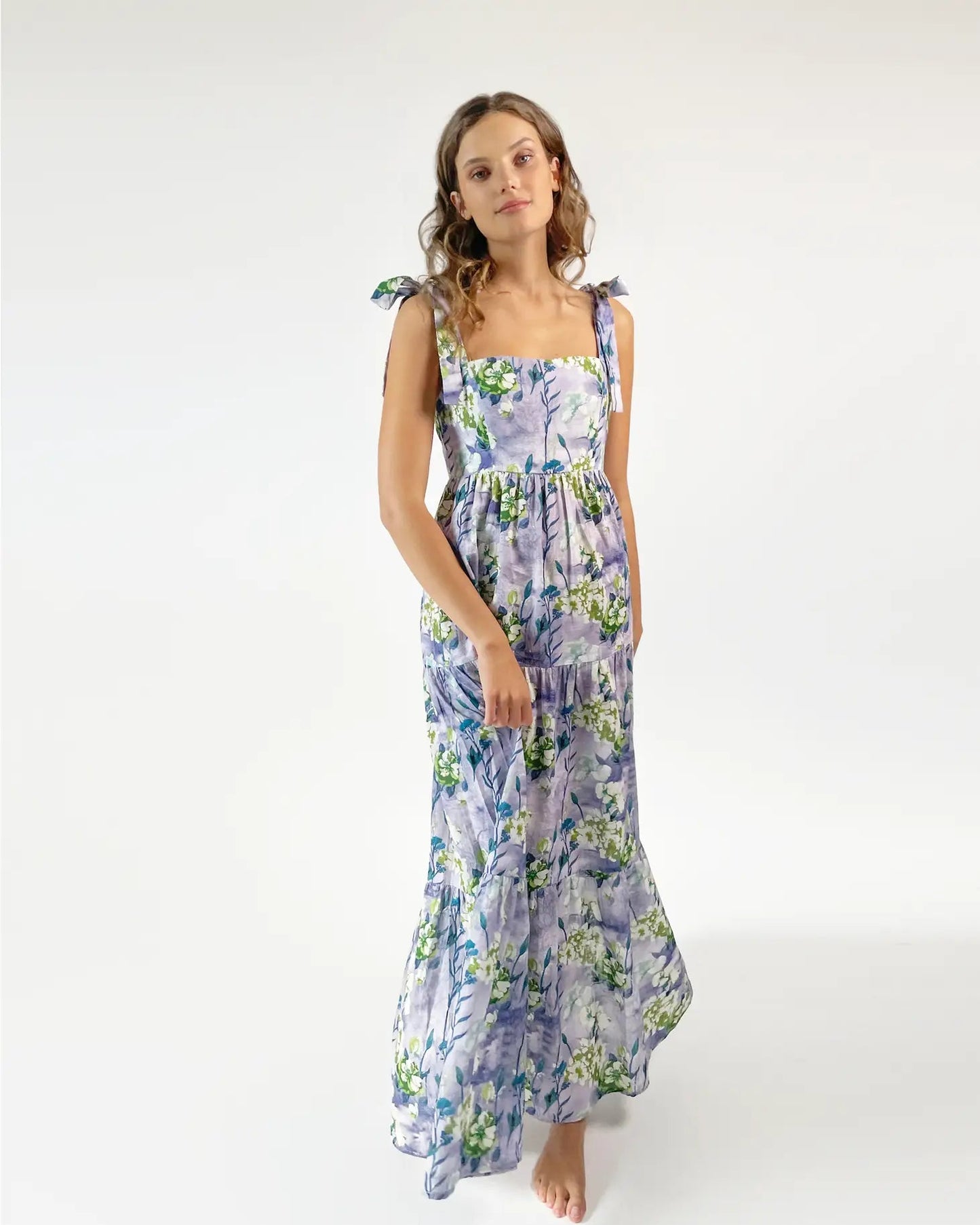 Violet Floral Print Maxi Dress