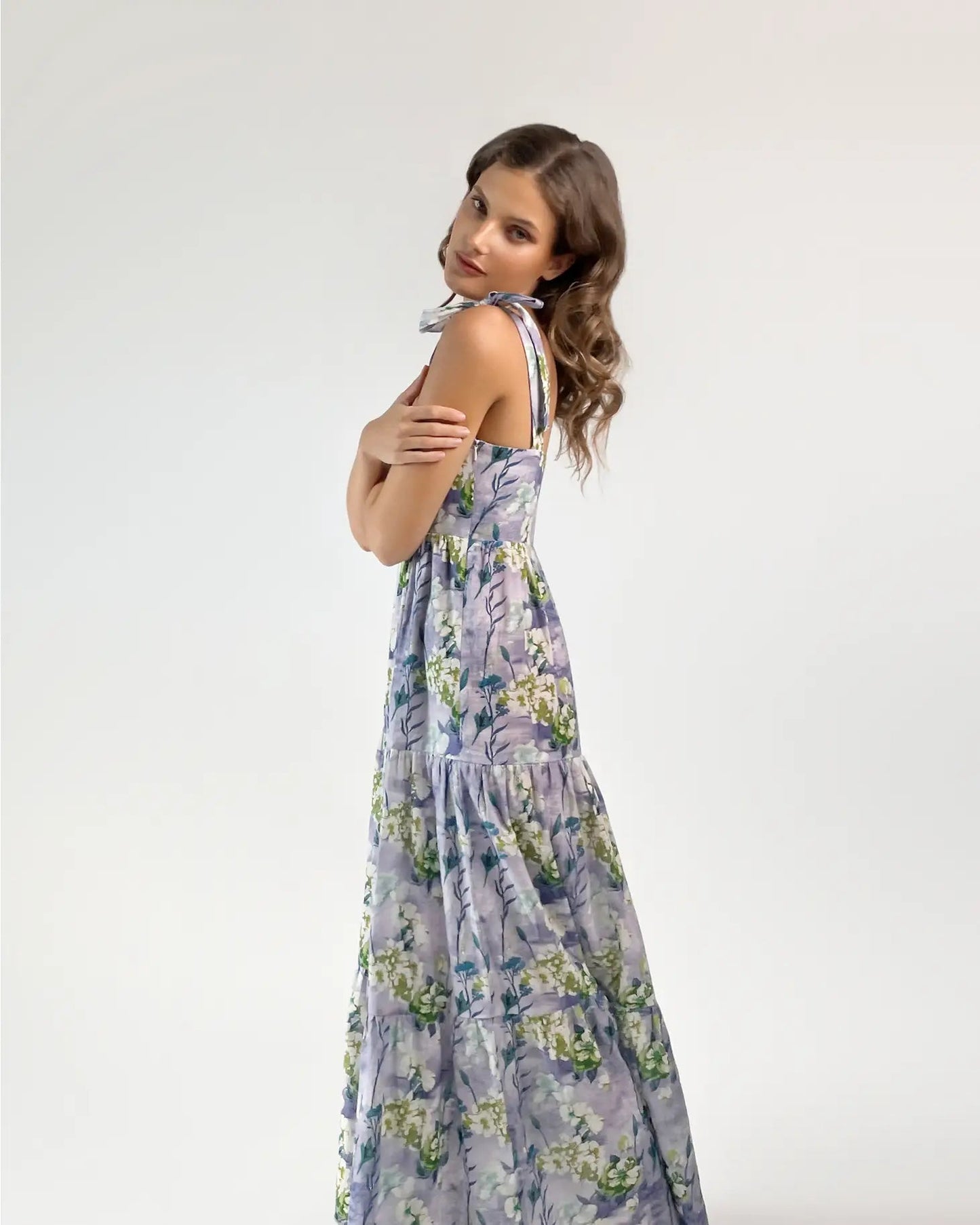 Violet Floral Print Maxi Dress