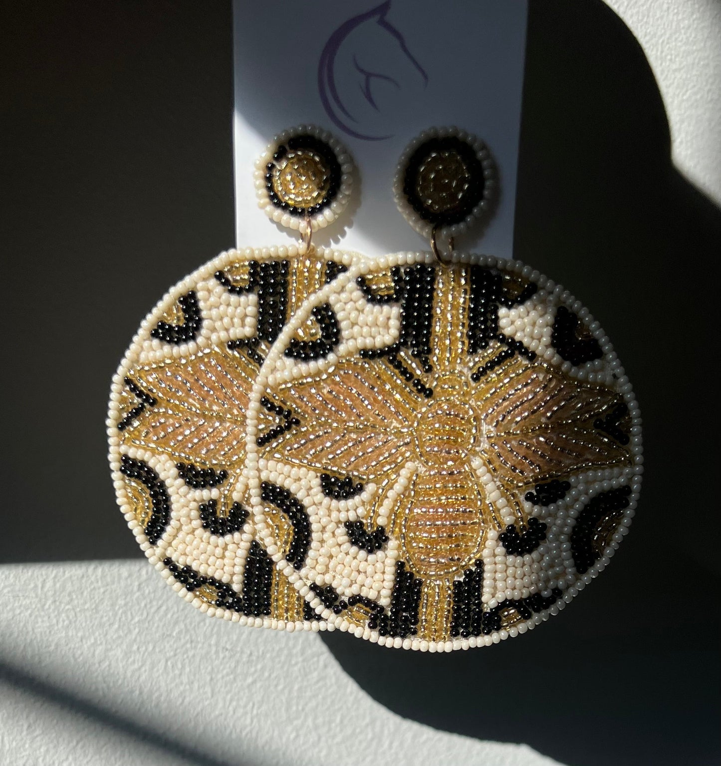 Leopard Bee Disc Earrings